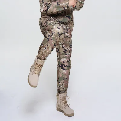 Акула кожа тактическая куртка милитари куртка мужская водонепроницаемая ветрозащитная теплая куртка камуфляж с капюшоном армейская одежда - Цвет: multicam pants