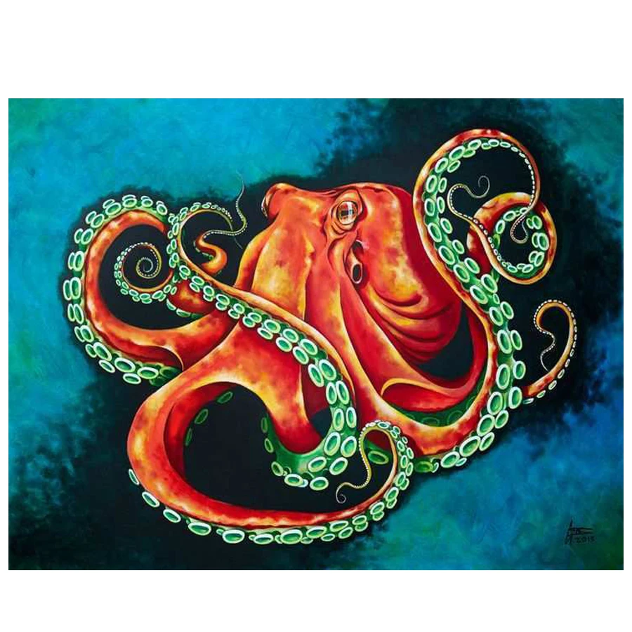 Full-Square-round-Diamond-Embroidery-octopus-painting-Diamond-Painting-cartoon-diamond-Picture-Of-Rhinestone-5d-Decor