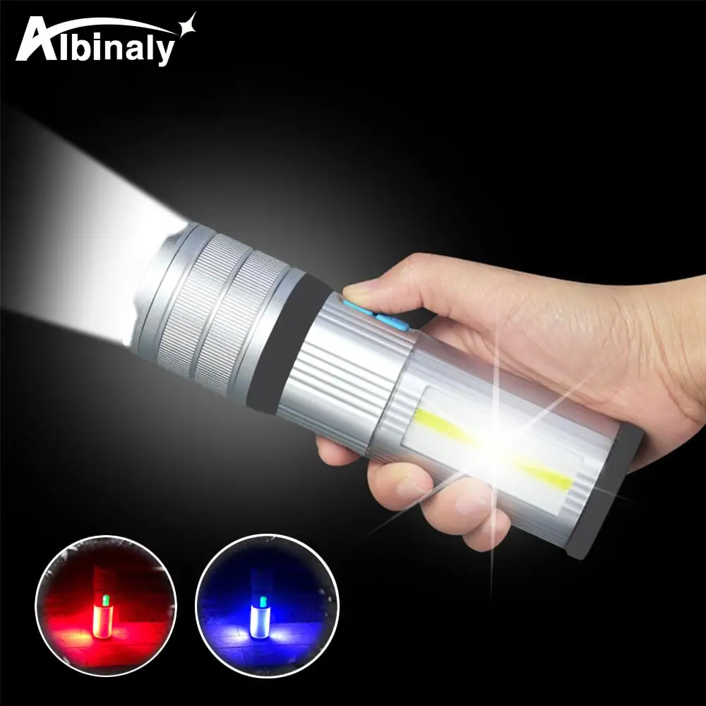 

High-End LED Flashlight COB Camping light Mobile power Double side light Rechargeable Super bright Torch Tail with magnet