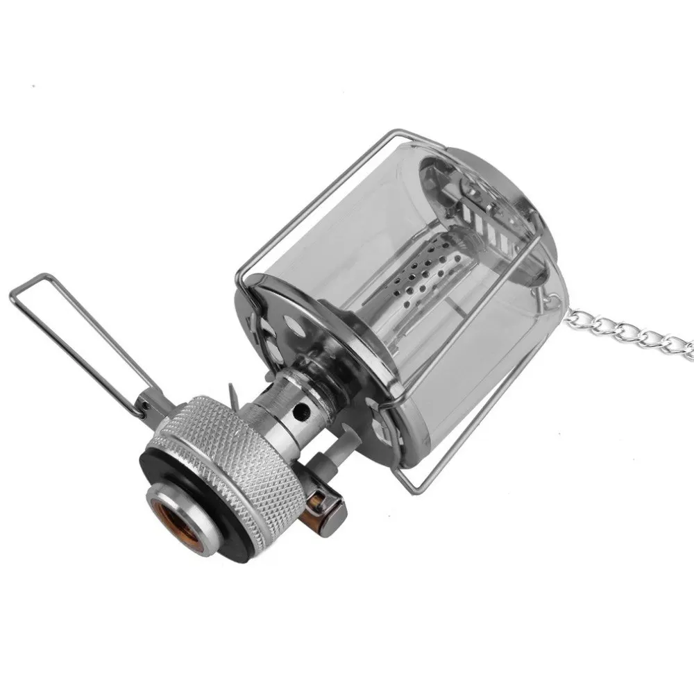 Acampamento ao ar Butano para Viagens Mini 80lux Livre Lanterna Portátil Tenda Alumínio Gas Light Lamp Torch Hanging Vidro da Lâmpada Chaminé 5 Cheap Lanternas portáteis