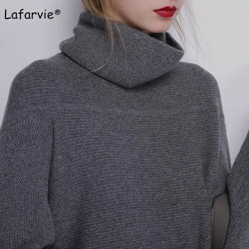 Lafarvie Loose Turtleneck Autumn Winter Sweater Women Thick Warm Pullover and Sweater Soft Long Sleeves Jumper Femme Pull 4Color