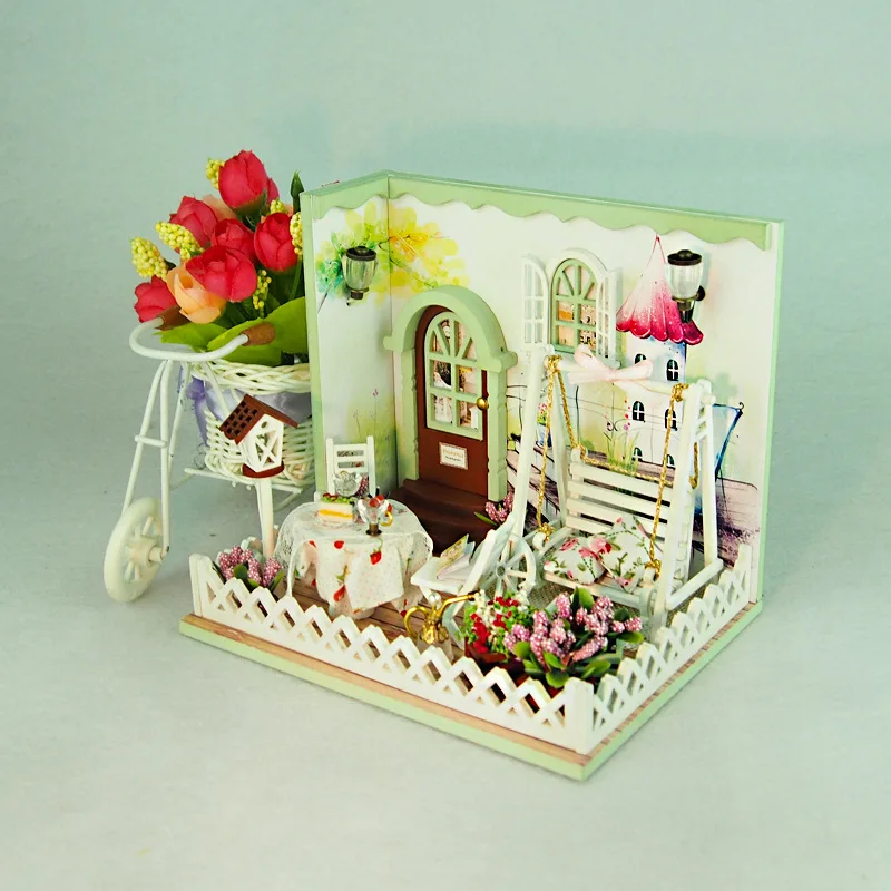 Doll House Furniture Diy Miniature Casa De Boneca 3D Wooden Miniaturas Dollhouse kit Children toys Birthday Gifts-Secret garden