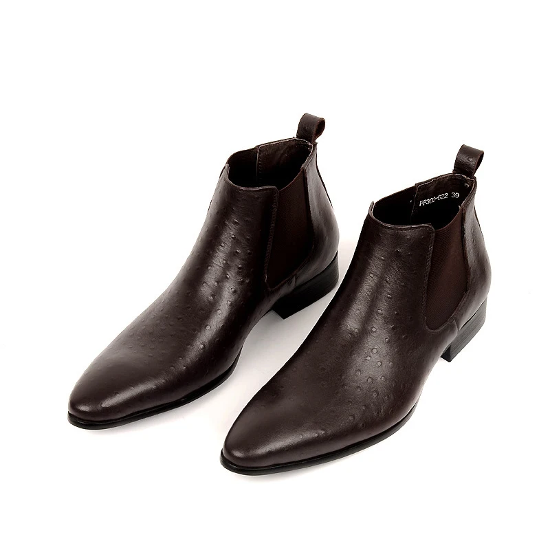 

Business Chelsea Boots Men Leather Ankle Boots Breathable Shoes Embossed Pattern Footwear Spring Autumn Shoe New Fashion Boots