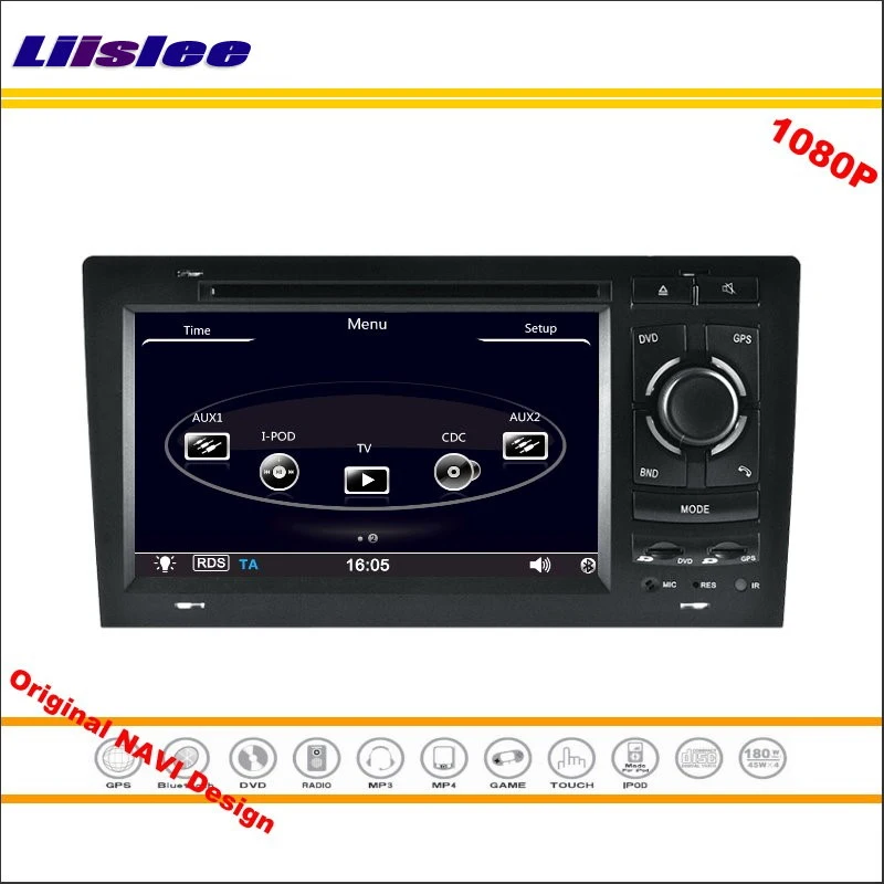 Top Liislee For Audi A8 / S8 1994~2003 Car Stereo Radio CD DVD Player GPS Nav Navigation 1080P HD Screen System Original NAVI Design 1