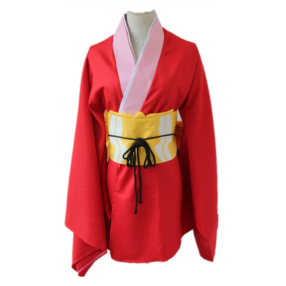 

Brdwn GINTAMA женский костюм Кагура для косплея кимоно (кимоно, пояс, бант, перчатки)