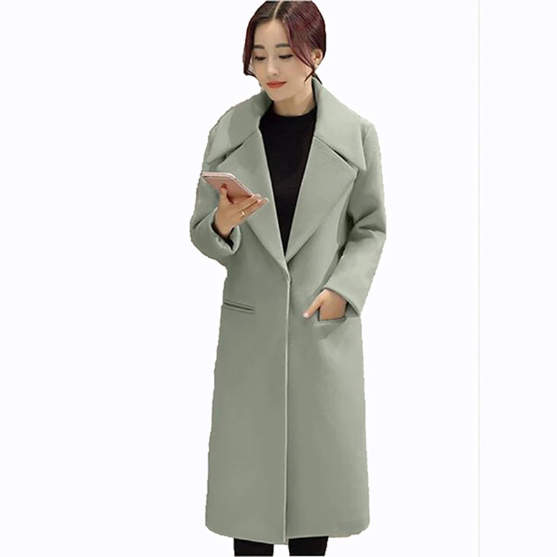 Couleur Haute Long Qualité Garder Manches rose Mode De Revers Pur Lâche Manteau Chaud Laine Lu306 Au Longues À gris gray Noir Green En Cocon 2017 Femmes qHxzYY