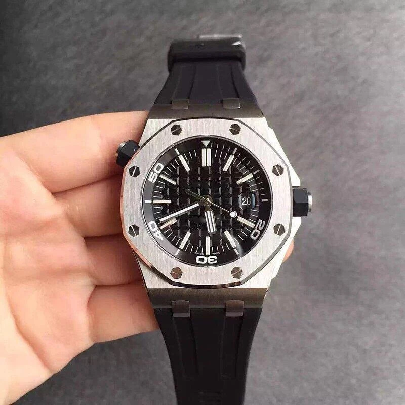 

2019 new AAA high quality luxury men's watch luminous series 15710ST.OO.A002CA.01 42MM black dial rubber strap sapphire watch