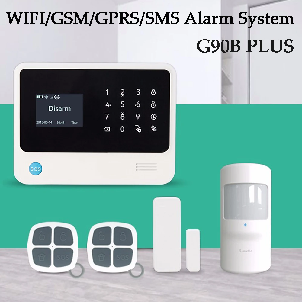 Новейшая G90B PLUS wifi SMS GSM беспроводная домашняя система охранной сигнализации Поддержка Android/IOS приложение управление PIR детектор датчик двери