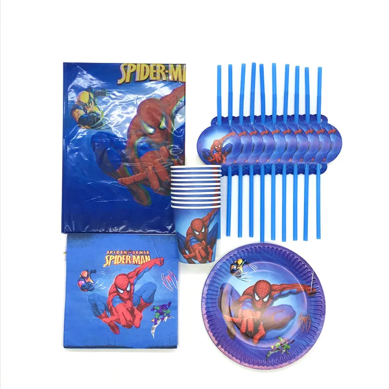

Spider-Man Theme 51Pcs/Lot Birthday Disposable Tableware Decoration Baby Shower Paper Cup+Plate+Straw+Napkin+Tablecloth Supply