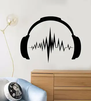 

Headphones Sound Music Wall Sticker Musical Room Singer Musecian Teen Room Vinyl Art Home Decor Wallpaper Removable Decal Z096