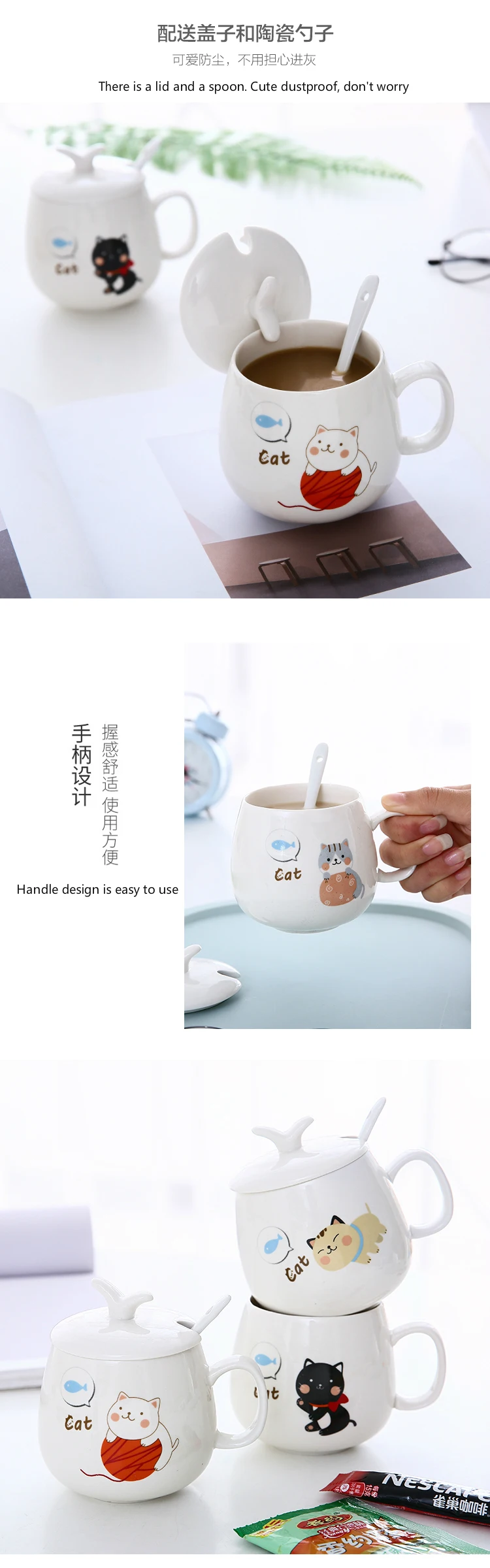 Креативный тренд Милая керамика чашка простая модная Женская Студенческая Корейская версия с Ложка Крышка кружка чашка для домашнего завтрака кофейная чашка