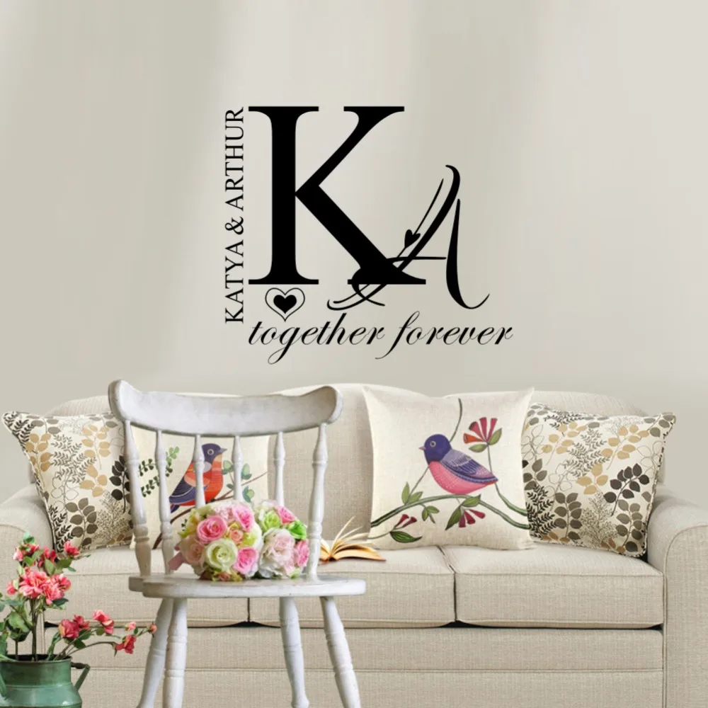 Personalized Couple Name Wall Sticker Creative Individual Decals Wallpaper for Home Bedroom Decoration