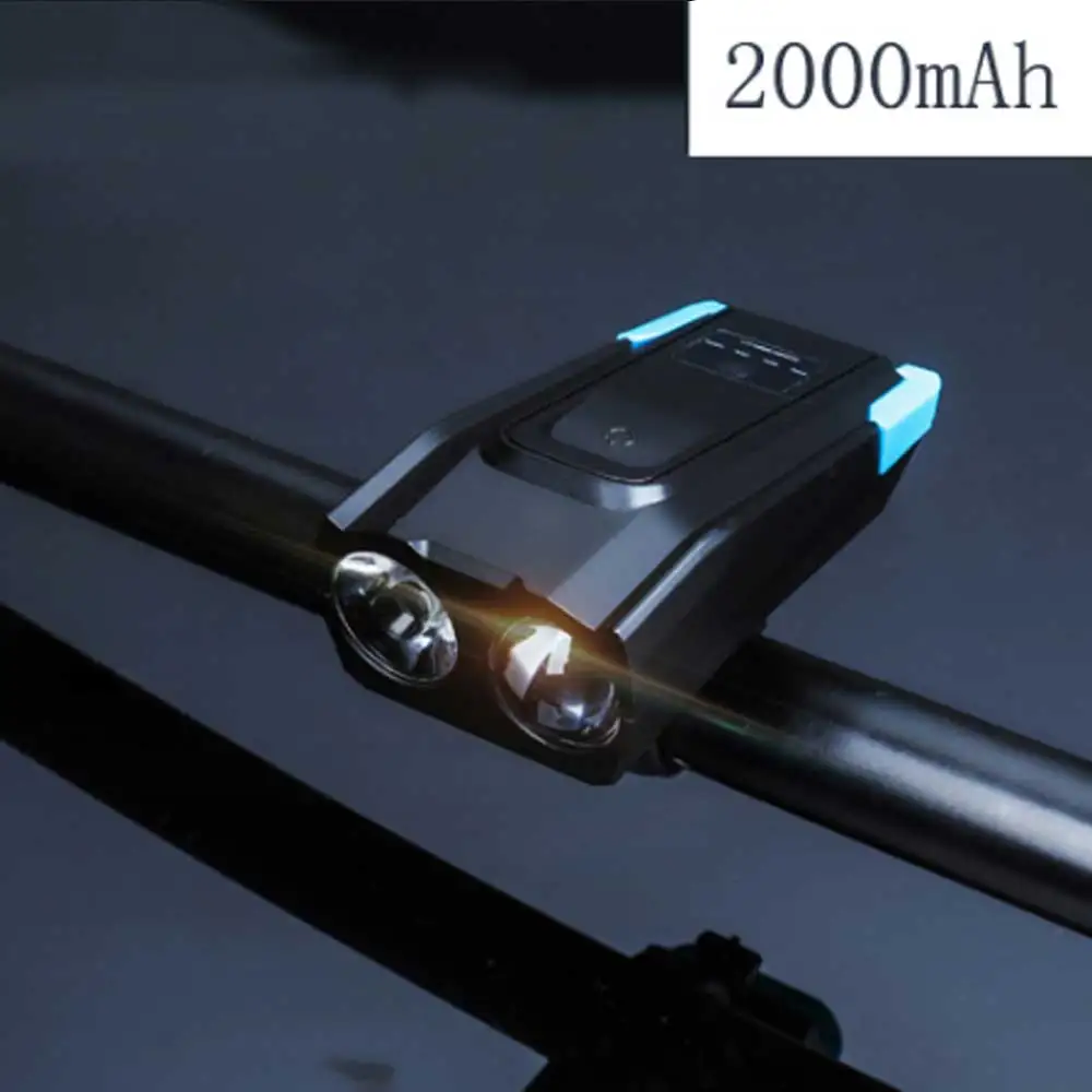 4000 мАч Смарт индукция велосипедный передний свет водонепроницаемый 2T6 светодиодный USB заряжаемый прожектор с роговым велосипедным фонариком - Цвет: 2000mAh blue