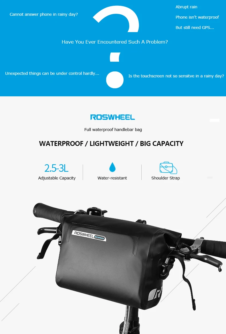 Cheap Roswheel Dry Series Full Waterproof Bike Bicycle Cycling Saddle Pannier Rear Seat Handlebar Bag Trunk Phone Case Holder 1