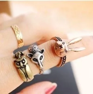 

Wholesales! 2019 New Hot retro Small Rabbit Fox Owl Ring Jewelry Accessories Free Shipping!