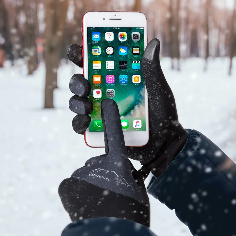 NatureHike зимние мужские и женские спортивные теплые флисовые перчатки для сенсорного экрана, перчатки для альпинизма, велосипедные перчатки