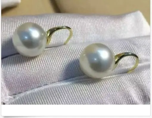 

charming a pair of round AAA 10-11MM SOUTH SEA WHITE PEARLSTUD EARRING 14k