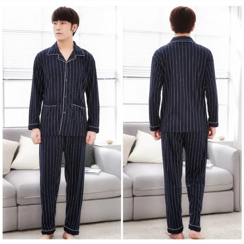 Plus Size 100% cotton pyjamas men pijamas hombre long-sleeve casual Sleepwear men homewear pajamas sets for male