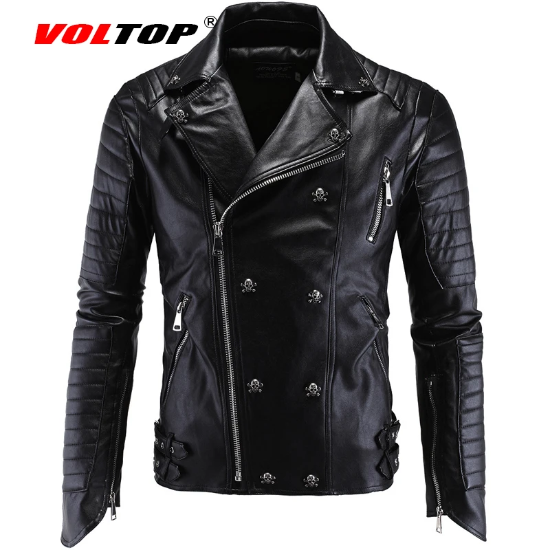 

VOLTOP Fashion Motorcycle Jackets Leather Halle Locomotive Coat Casual Biker Knight Mens Jackets High Quality Slim Warm Clothes
