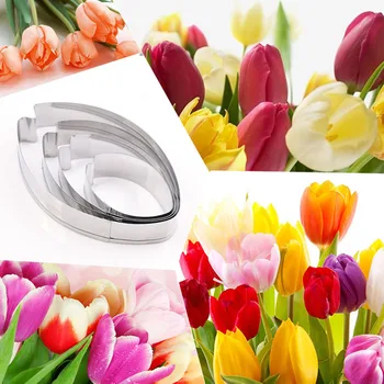

4pcs/set Stainless Steel Tulip Flower Cake Cutters Set DIY Cookie Slicer Fondant Cake Decorating Tools Kitchen Accessories A350