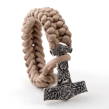 

New Viking Paracord Bracelet Handmand Norse Viking Braided Bracelet Men Bracelets Thor Hammer Rope Bangles for Men Jewelry