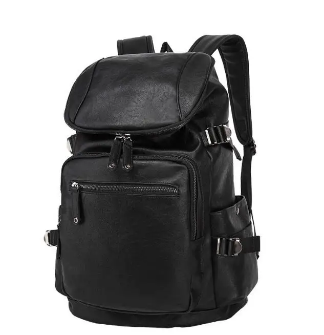 

ONEFULL Men PU Leather Travel Backpack Women Rucksack Student College Schoolbags Laptop Knapsack Bag Black Backpack Brand