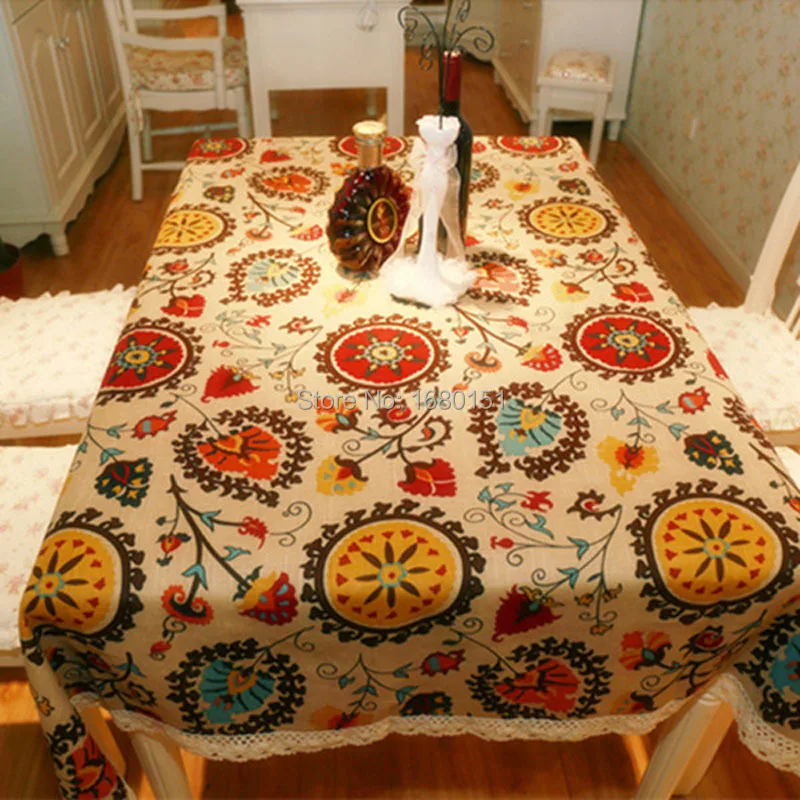 New Ikea Style Dining Table Cloth Cotton/Linen Retro sunflowers