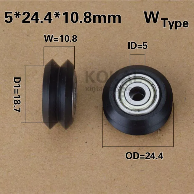 [W0524-11] V/W-slot пассивный 3D принтер профиль рельсового колеса 20 пластиковое колесо шкива 5*24,39*10,23 W ролик