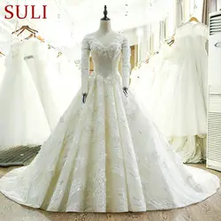 Sl-117 высокое качество с длинным рукавом Кружево свадебное платье 2017