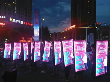 

4Units One Side Human Backpack LED Walking Billboard,63x120CM Outdoor Advertising Display Exhibition Board Light Box