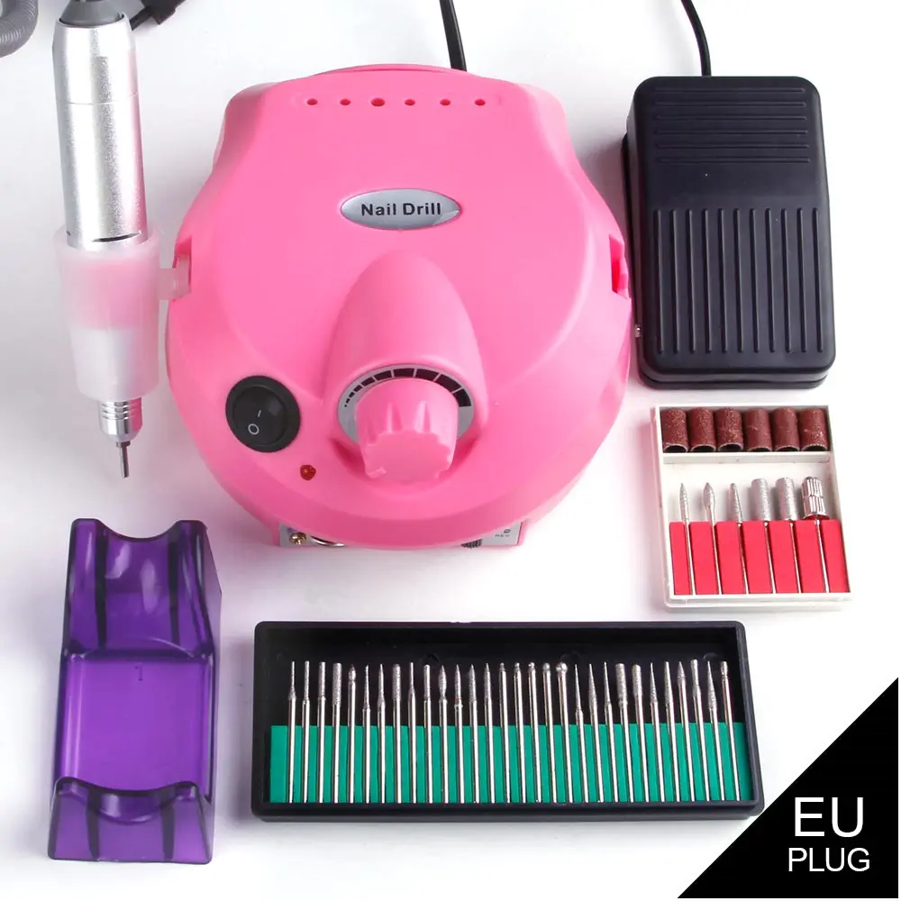 Electric Manicure Machine Set Nail Drill Manicure Pedicure Cutters Apparatus Kit Nail File Milling Machine Diamond Cutters Tools - Цвет: Pink Set A