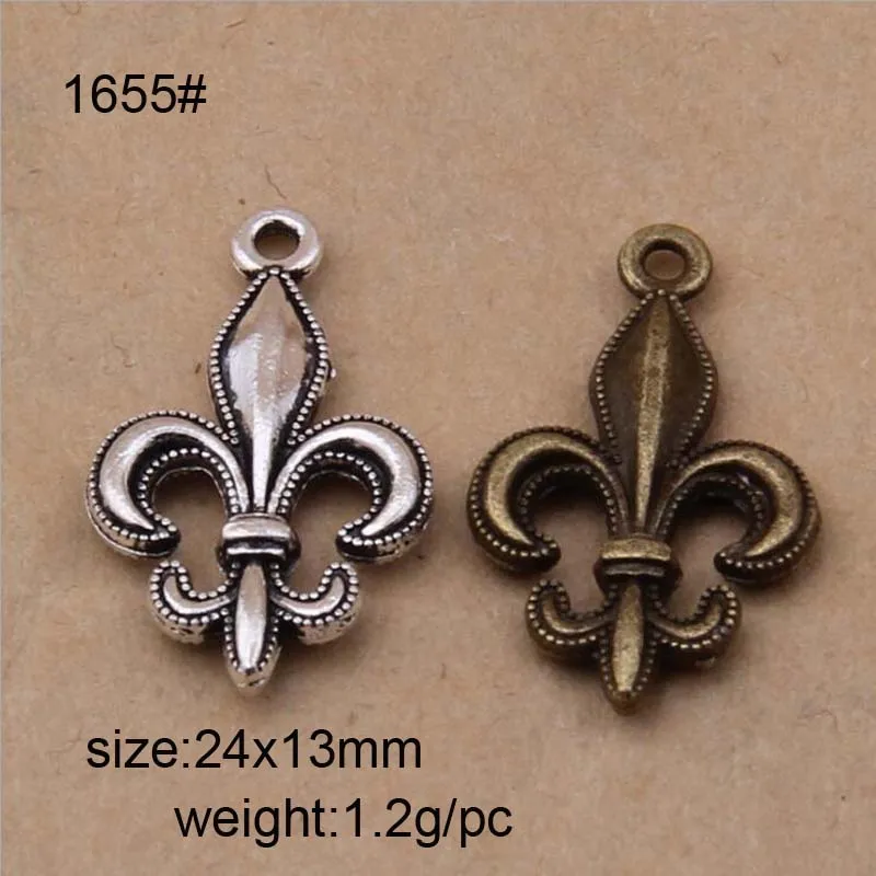 

30pcs 24*13mm 2 Colors Antique Silver,Antique Bronze Fleur De Lis Charms