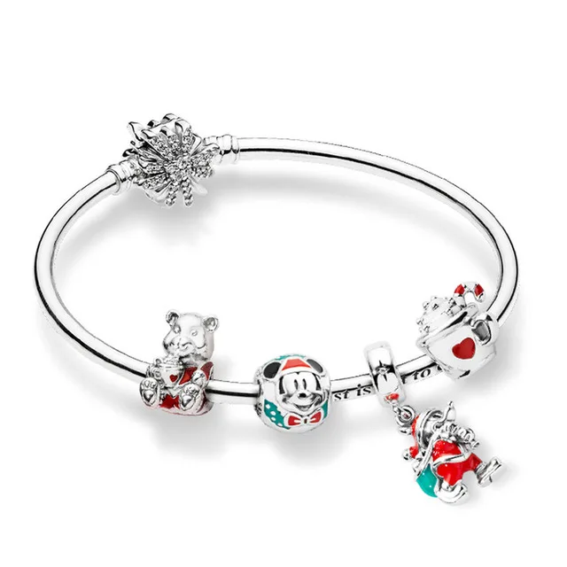 

SIENTO 100% 925 Sterling Silver ZT0211 Winter Christmas Bracelet Set CHRISTMAS BEAR CHARM WARM COCOA Santa Gift Bag Pendant