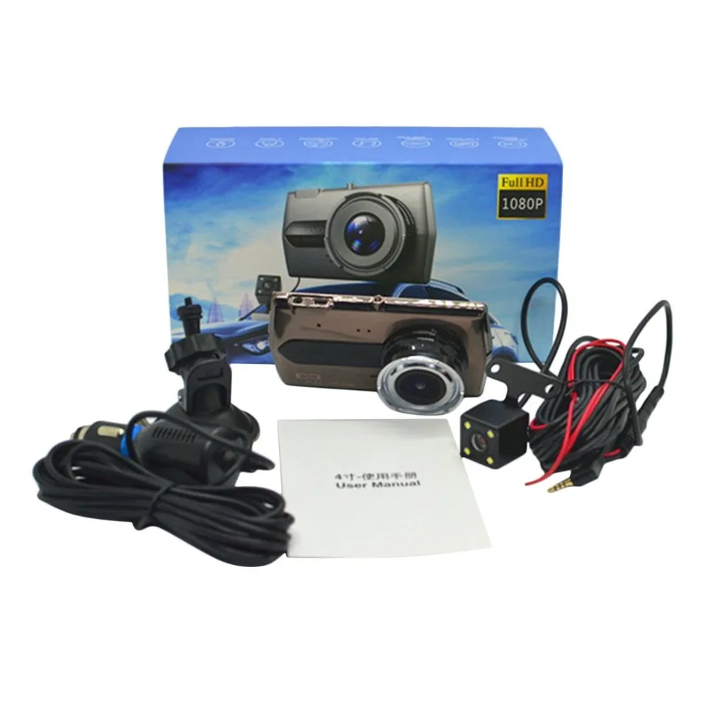 

4 Inch Car DVR with Rearview Camera HD 1080P Car Video Recorder Mobile Detection Loop Recording Dash Cam Support TF Card