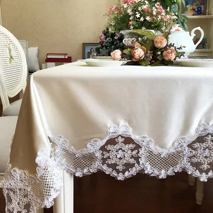 ZHUO MO European new lace edg Table Cloth Rectangular Table Cover for home Decoration Towel Home Textile Decorative Table Cloth
