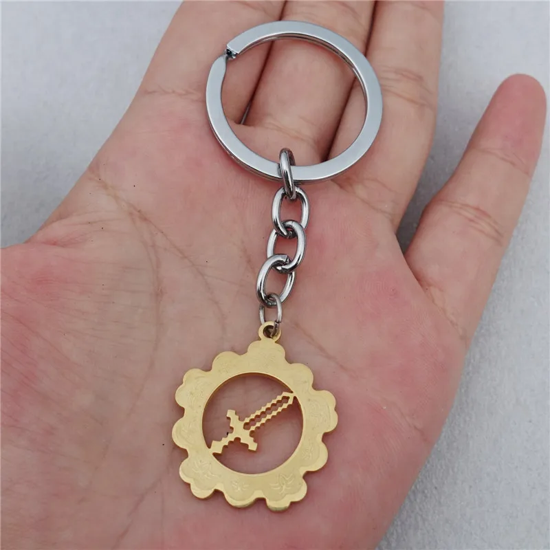 Fashion Gold Stainless Steel Keyrings Flower Sword Key Chains Jewelry