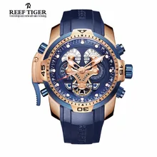 Reef Tiger Men’s Watches Brand Automatic Mechanical Waterproof Watch Perpetual Calendar rubber Bracelet Watch relogio masculino
