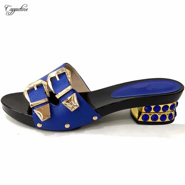 

Graceful royal blue party slipper shoes matching with nice metal decoration for party CFS25 ,size 38-44, 5 color on sale