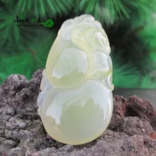 Лаки Природный цвет льда халцедон кулон Тыква изысканной зеленый агат нефрит кулон Оригинальные женские модели