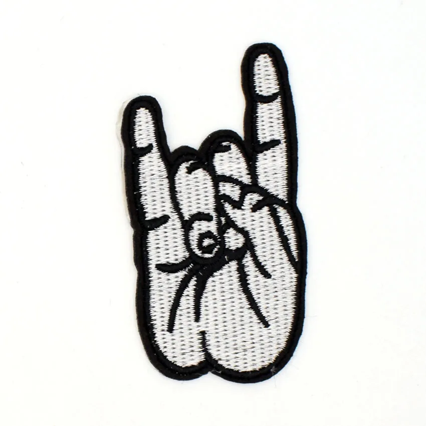 Rock Hand Patch Embroidered Iron On Rocker Patches for Clothing ...