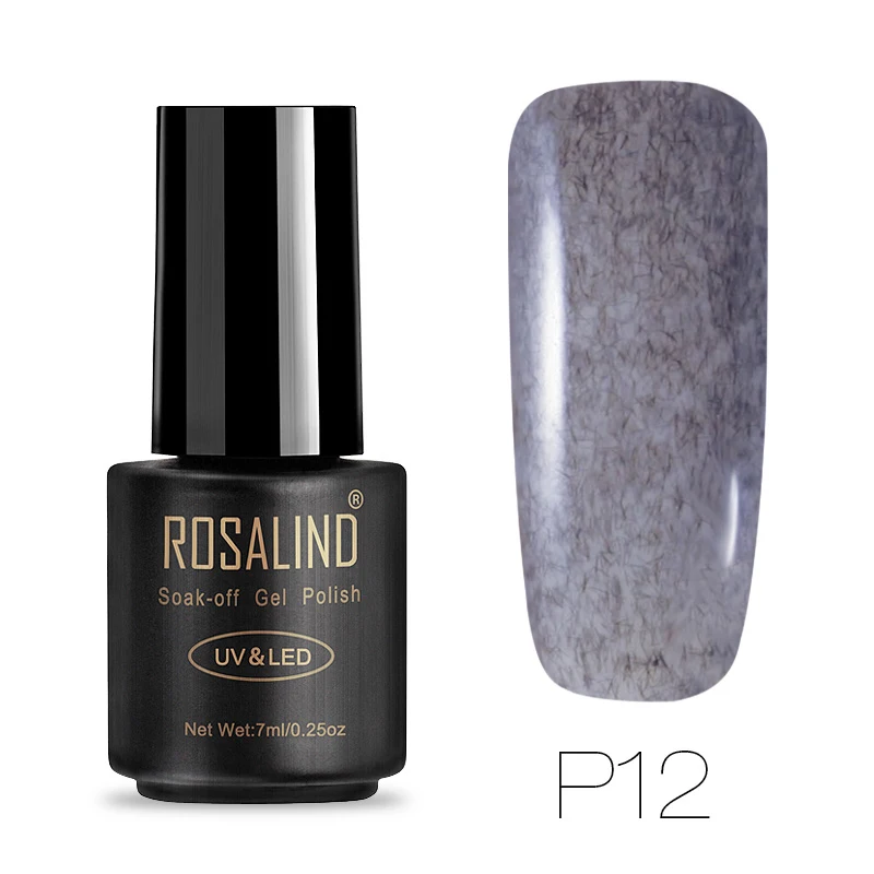 ROSALIND гель 1S черный флакон 7 мл эффект искусственного меха P01-16 гель лак для ногтей УФ светодиодный долговечный 3D гель лак - Цвет: P12