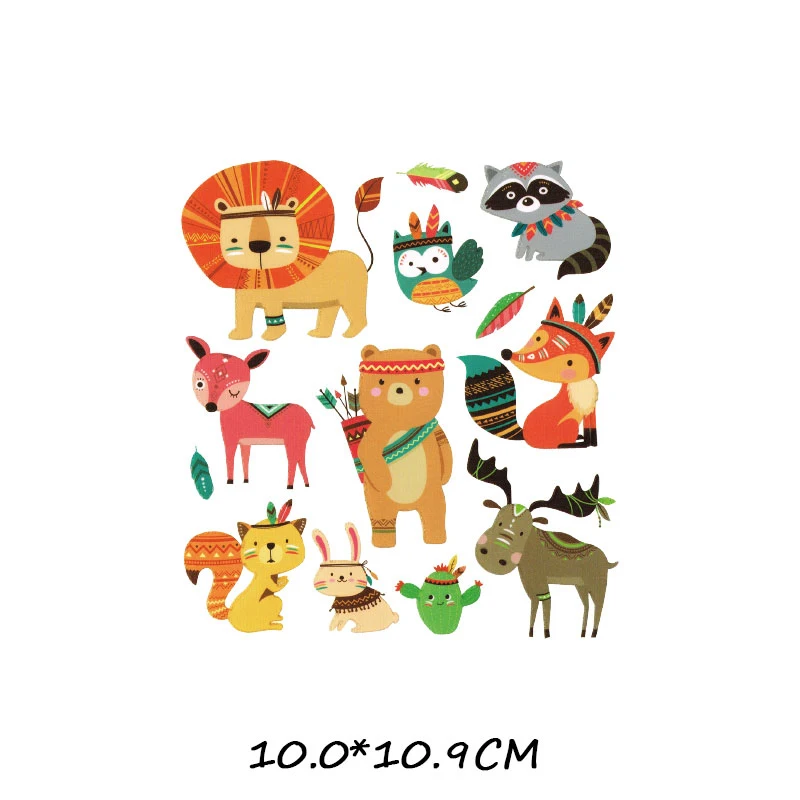 Набор патчей с милым мультяшным животным, переводные наклейки в полоску для одежды, детская футболка, единорог, кошка, нашивки с совой для девочек, одежда - Color: 1012