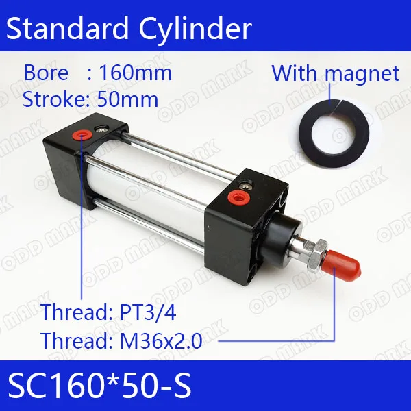 

SC160*50-S 160mm Bore 50mm Stroke SC160X50-S SC Series Single Rod Standard Pneumatic Air Cylinder SC160-50-S