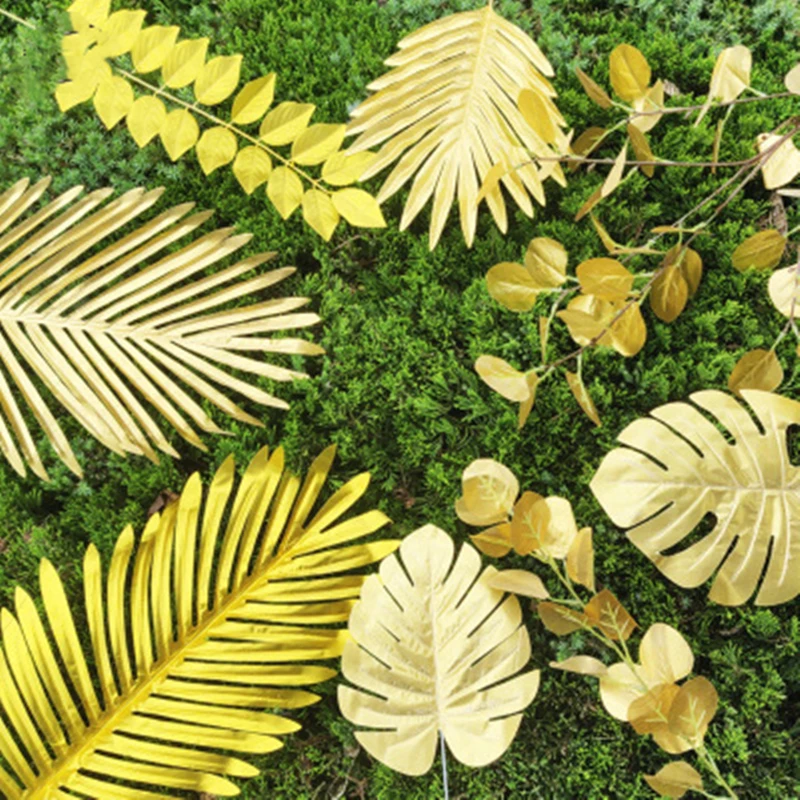 

Simulation Turtle Back Leaf Scattered Tail Gold Series Cloth Material for wedding DIY decoration Happy Birthday Party Supplies
