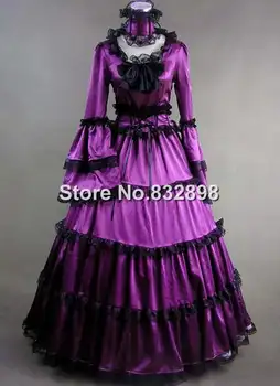 

Elegant Purple Satin Victorian Gothic Gown