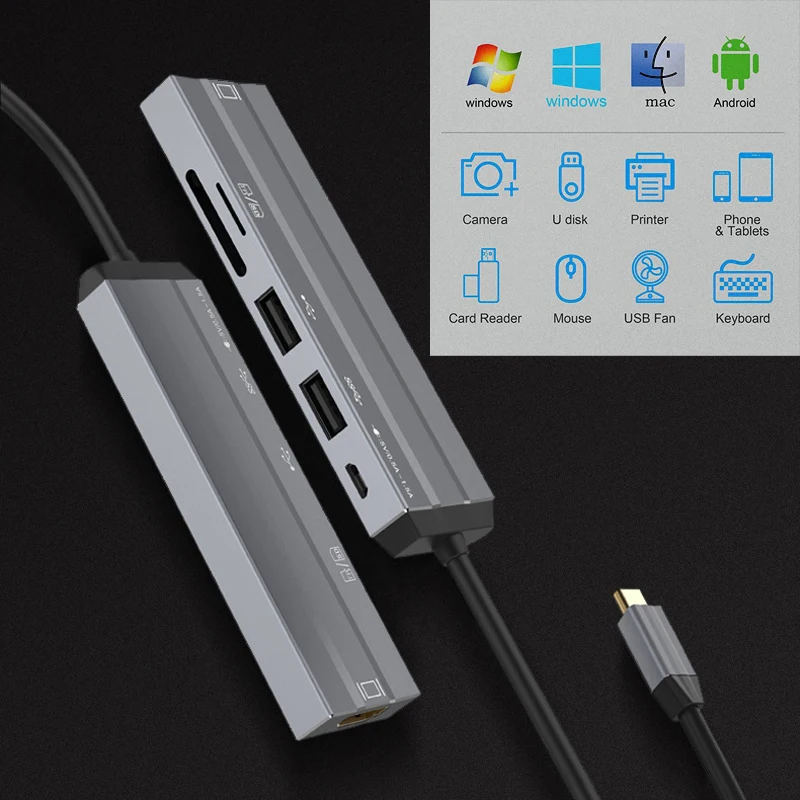 Cena AIXXCO USB HUB USB C do hdmi SD TF do MacBook Samsung Galaxy S10 Huawei Mate 20 P20 pro typ C USB 3.0 HUB