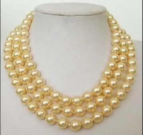 

Hot sale new Style >>>>>LONG 50" 8mm Golden Southsea SHELL PEARL NECKLACE