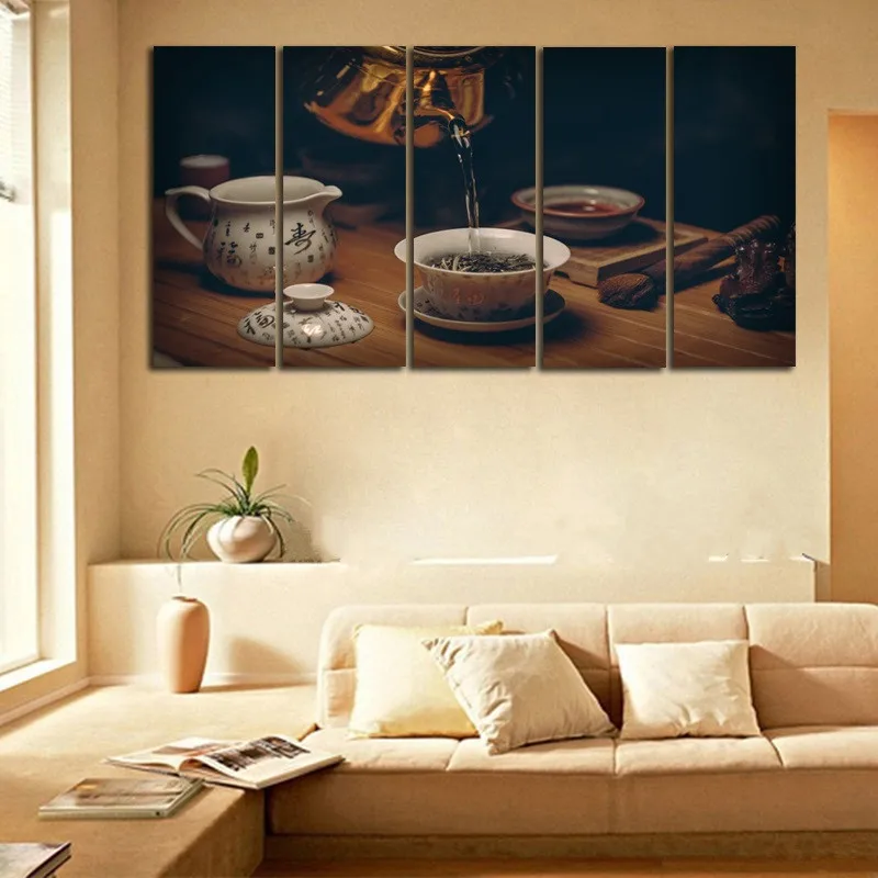 

5 Pieces/Set UNFRAMED Painting Chinese Traditional Tea Culture Canvas Wall Art HD Printing Room Decor Modern Poster
