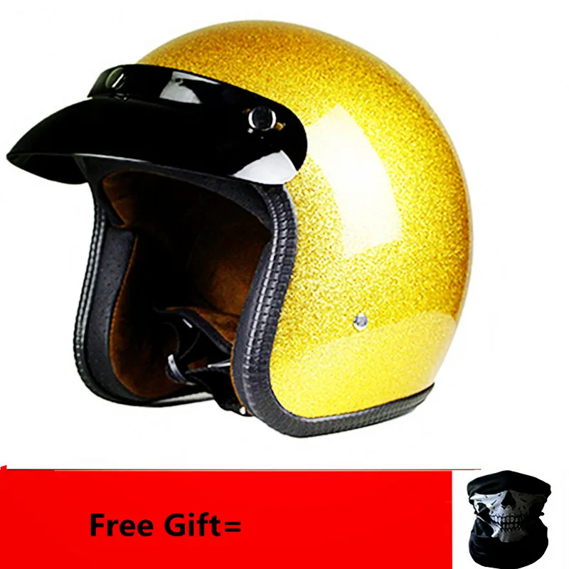 New arrival helmets open face 3/4 helmet personalized mens womens vintage retro motorcycle cascos de motociclistas helmets gold - Цвет: shine gold