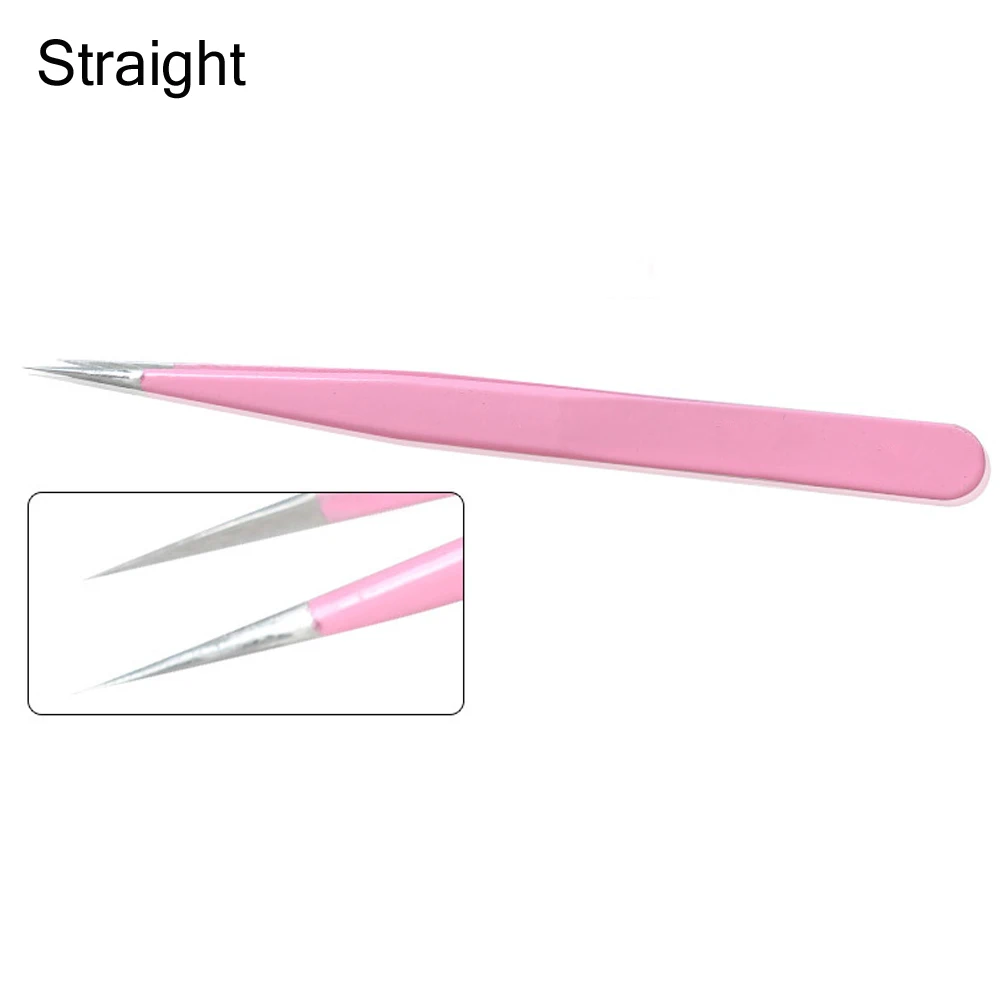 1Pc New Grafting eyelash high quality precision straight tweezers pink
